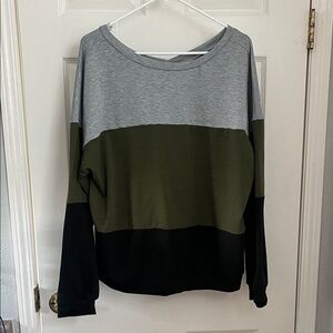 SHEIN Women's Colorblock Sweater - Gray, Olive, and Black